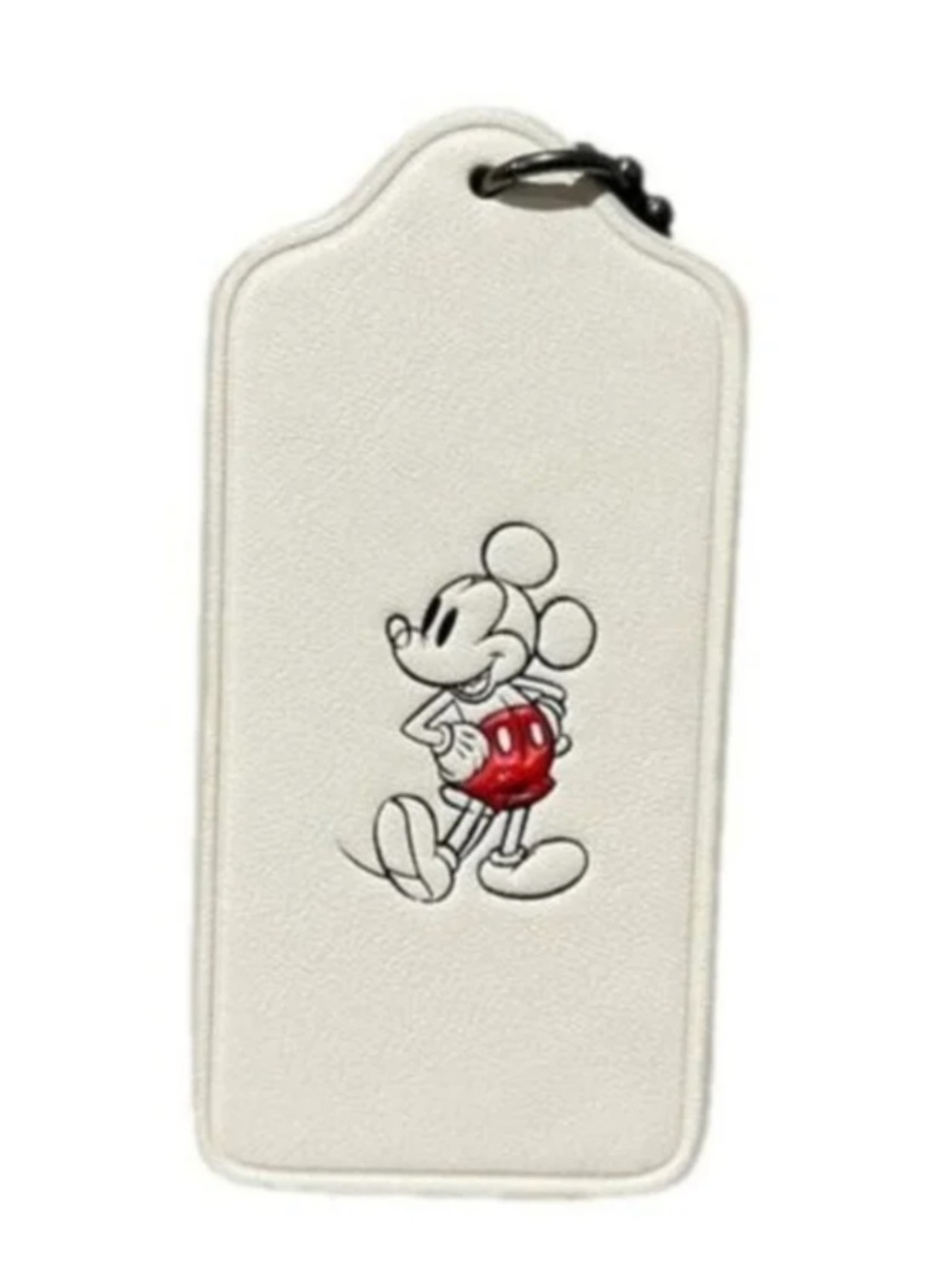 NEW Coach Disney Mickey Mouse Chalk White Leather Fob Bag Charm Bag Tag Keychain - Picture 7 of 8